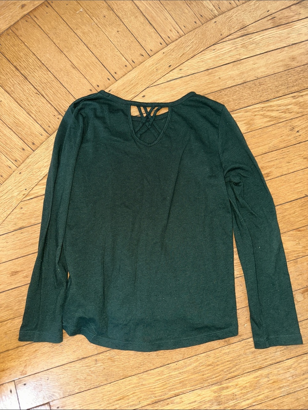Girls Long-Sleeve Top in Dark Green